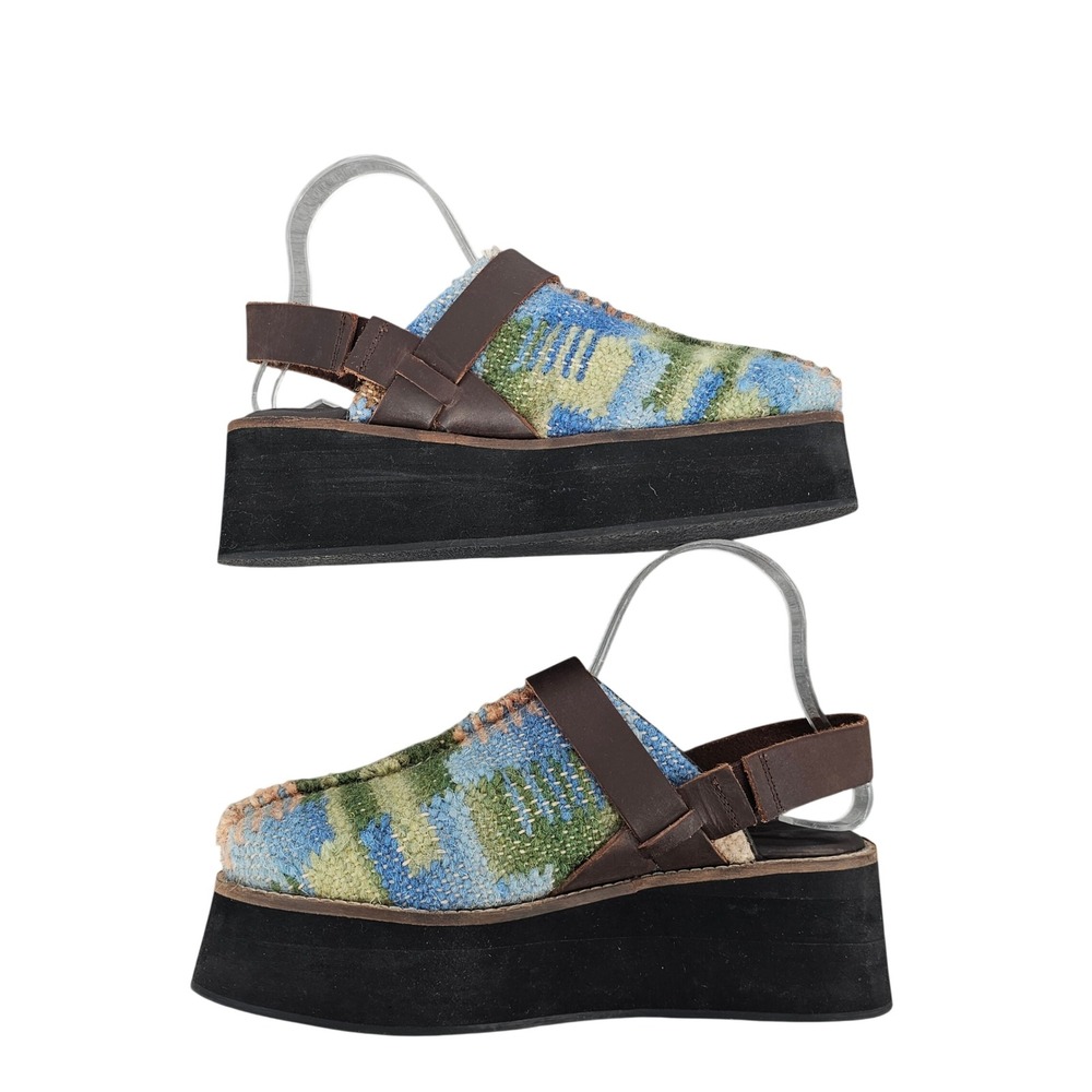 Free People Astrid Clog Platform Shoes Leather Slingback Woven 8.5 4602742 - Picture 4 of 11